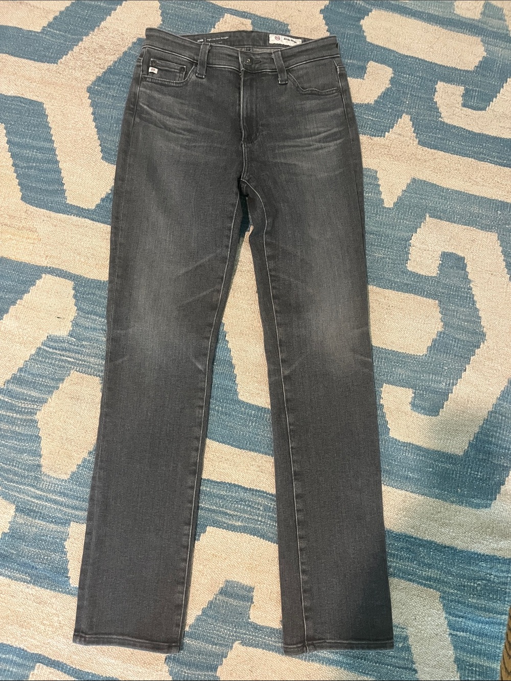Ag Adriano Goldschmied Grey Mari High Rise Slim Straight Denim Jeans